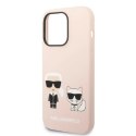 Etui Karl Lagerfeld Silicone Karl&Choupette MagSafe na iPhone 14 Pro - jasnoróżowe