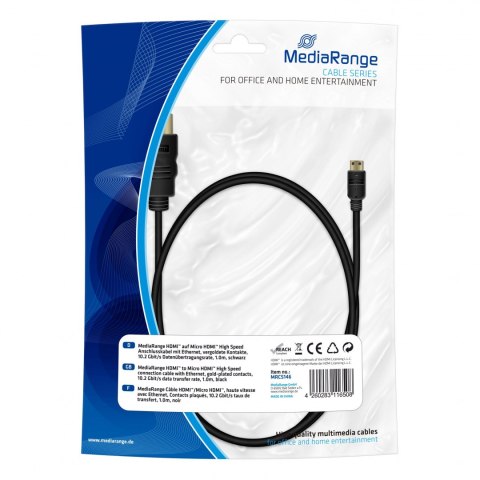 MediaRange Kabel HDMI MediaRange MRCS146 HDMI/MicroHDMI with Ethernet, 1m, czarny