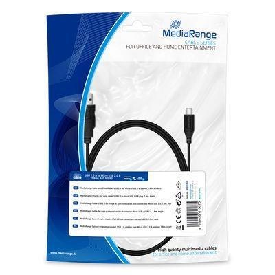 MediaRange Kabel USB 2.0 MediaRange MRCS184 USB 2.0/MicroUSB 2.0 B, 1,8m, czarny