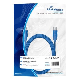 MediaRange Kabel USB 3.0 MediaRange MRCS145 AM/BM, 1,8m, niebieski