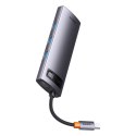 Baseus StarJoy HUB 8w1 USB Typ C - 3x USB / HDMI / RJ45 (1Gbps) / czytnik kart SD i TF / USB Typ C PD szary (WKWG080113)