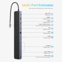 Baseus EliteJoy Gen2 uniwersalny HUB USB 12w1 z kablem USB-C 25cm podstawka pod notebook USB-A / USB-C / DP / HDMI / SD / TF / R