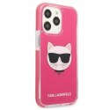 Etui Karl Lagerfeld Choupette Head na iPhone 13 Pro / iPhone 13 - fuksjowy