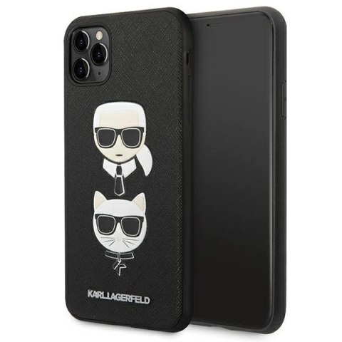 Etui Karl Lagerfeld Saffiano Karl&Choupette Head na iPhone 11 Pro Max - czarne