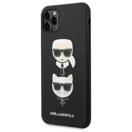 Etui Karl Lagerfeld Saffiano Karl&Choupette Head na iPhone 11 Pro Max - czarne