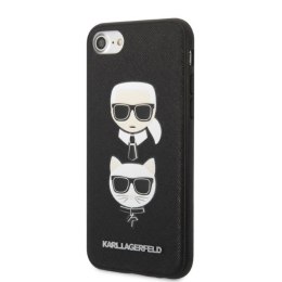 Etui Karl Lagerfeld Saffiano Karl&Choupette Head na iPhone 7 / 8 / SE 2020 / SE 2022 - czarne