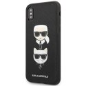 Etui Karl Lagerfeld Saffiano Karl&Choupette Head na iPhone XS Max - czarne