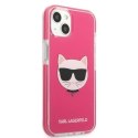 Etui Karl Lagerfeld Choupette Head na iPhone 13 - fuksjowy