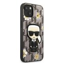 Etui Karl Lagerfeld Flower Ikonik Karl na iPhone 13 mini - szare