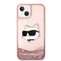 Etui Karl Lagerfeld Glitter Choupette Head na iPhone 14 Plus - różowe