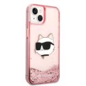 Etui Karl Lagerfeld Glitter Choupette Head na iPhone 14 Plus - różowe