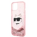 Etui Karl Lagerfeld Glitter Choupette Head na iPhone 14 Plus - różowe