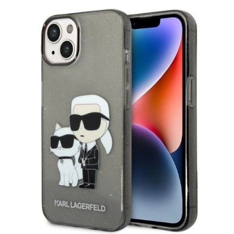 Etui Karl Lagerfeld Glitter Karl&Choupette na iPhone 14 Plus - czarne