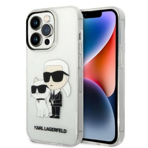 Etui Karl Lagerfeld Glitter Karl&Choupette na iPhone 14 Pro - przezroczyste