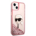 Etui Karl Lagerfeld Glitter Karl's Head na iPhone 14 Plus - różowe