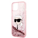 Etui Karl Lagerfeld Glitter Karl's Head na iPhone 14 Plus - różowe