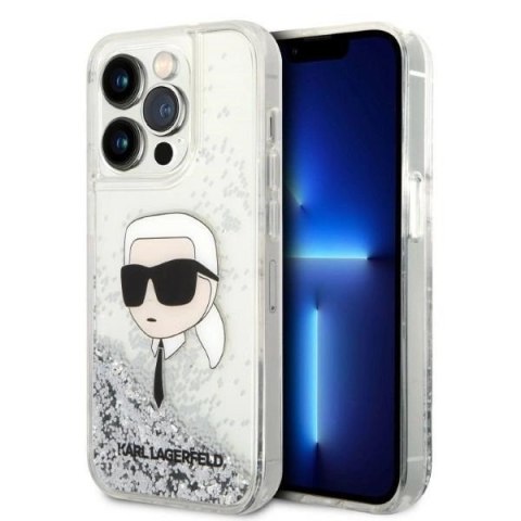 Etui Karl Lagerfeld Glitter Karl's Head na iPhone 14 Pro Max - srebrne