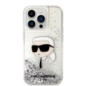 Etui Karl Lagerfeld Glitter Karl's Head na iPhone 14 Pro Max - srebrne