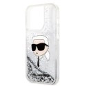 Etui Karl Lagerfeld Glitter Karl's Head na iPhone 14 Pro Max - srebrne