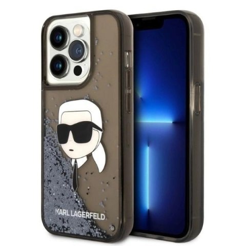 Etui Karl Lagerfeld Glitter Karl's Head na iPhone 14 Pro - czarne