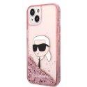 Etui Karl Lagerfeld Glitter Karl's Head na iPhone 14 - różowe