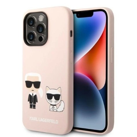 Etui Karl Lagerfeld Silicone Karl&Choupette MagSafe na iPhone 14 Pro Max - jasnoróżowe