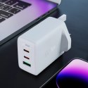 Acefast ładowarka GaN 65W 3 porty (1xUSB, 2xUSB C PD) wtyczka UK czarna (A44)