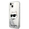 Etui Karl Lagerfeld Glitter Choupette Head na iPhone 14 Plus - srebrne