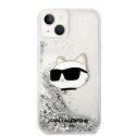 Etui Karl Lagerfeld Glitter Choupette Head na iPhone 14 Plus - srebrne