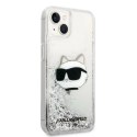 Etui Karl Lagerfeld Glitter Choupette Head na iPhone 14 Plus - srebrne