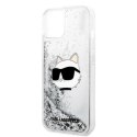 Etui Karl Lagerfeld Glitter Choupette Head na iPhone 14 Plus - srebrne