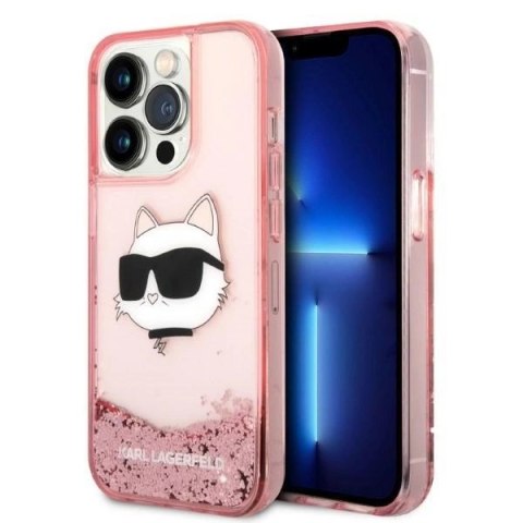 Etui Karl Lagerfeld Glitter Choupette Head na iPhone 14 Pro Max - różowe