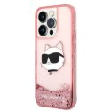 Etui Karl Lagerfeld Glitter Choupette Head na iPhone 14 Pro Max - różowe