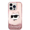 Etui Karl Lagerfeld Glitter Choupette Head na iPhone 14 Pro Max - różowe