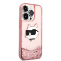 Etui Karl Lagerfeld Glitter Choupette Head na iPhone 14 Pro Max - różowe