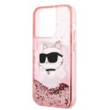 Etui Karl Lagerfeld Glitter Choupette Head na iPhone 14 Pro Max - różowe