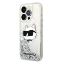 Etui Karl Lagerfeld Glitter Choupette Head na iPhone 14 Pro Max - srebrne