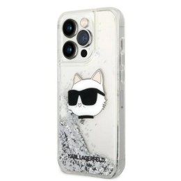 Etui Karl Lagerfeld Glitter Choupette Head na iPhone 14 Pro Max - srebrne