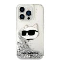 Etui Karl Lagerfeld Glitter Choupette Head na iPhone 14 Pro Max - srebrne