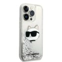 Etui Karl Lagerfeld Glitter Choupette Head na iPhone 14 Pro Max - srebrne