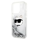 Etui Karl Lagerfeld Glitter Choupette Head na iPhone 14 Pro Max - srebrne