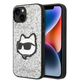 Etui Karl Lagerfeld Glitter Choupette Patch na iPhone 14 Plus - srebrne