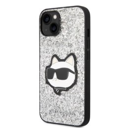 Etui Karl Lagerfeld Glitter Choupette Patch na iPhone 14 Plus - srebrne