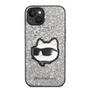 Etui Karl Lagerfeld Glitter Choupette Patch na iPhone 14 Plus - srebrne