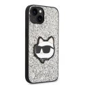 Etui Karl Lagerfeld Glitter Choupette Patch na iPhone 14 Plus - srebrne