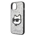 Etui Karl Lagerfeld Glitter Choupette Patch na iPhone 14 Plus - srebrne