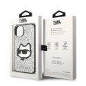 Etui Karl Lagerfeld Glitter Choupette Patch na iPhone 14 Plus - srebrne