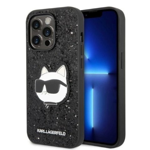 Etui Karl Lagerfeld Glitter Choupette Patch na iPhone 14 Pro Max - czarne