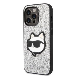 Etui Karl Lagerfeld Glitter Choupette Patch na iPhone 14 Pro Max - srebrne