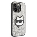 Etui Karl Lagerfeld Glitter Choupette Patch na iPhone 14 Pro Max - srebrne